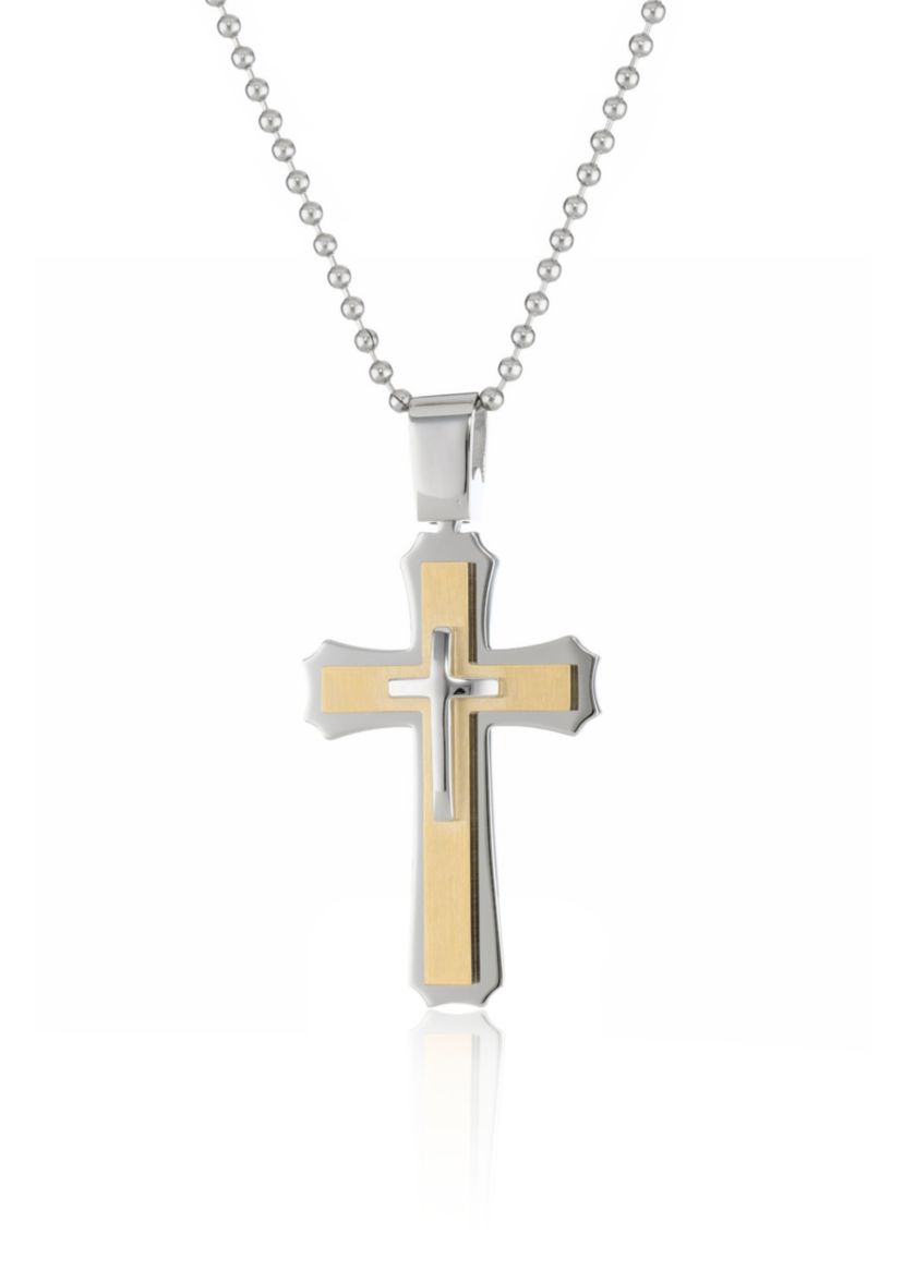 Mens Stainless Steel Cross Pendant