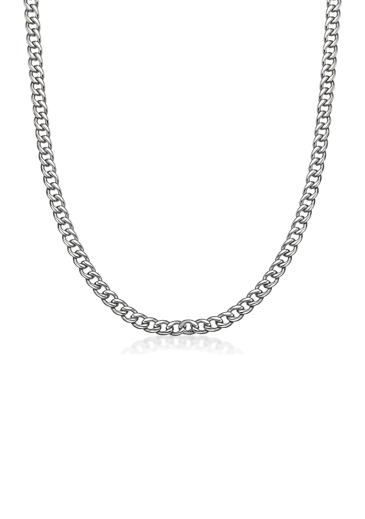 Stainless Steel 7.5mm Curb Chain Necklace, 30"