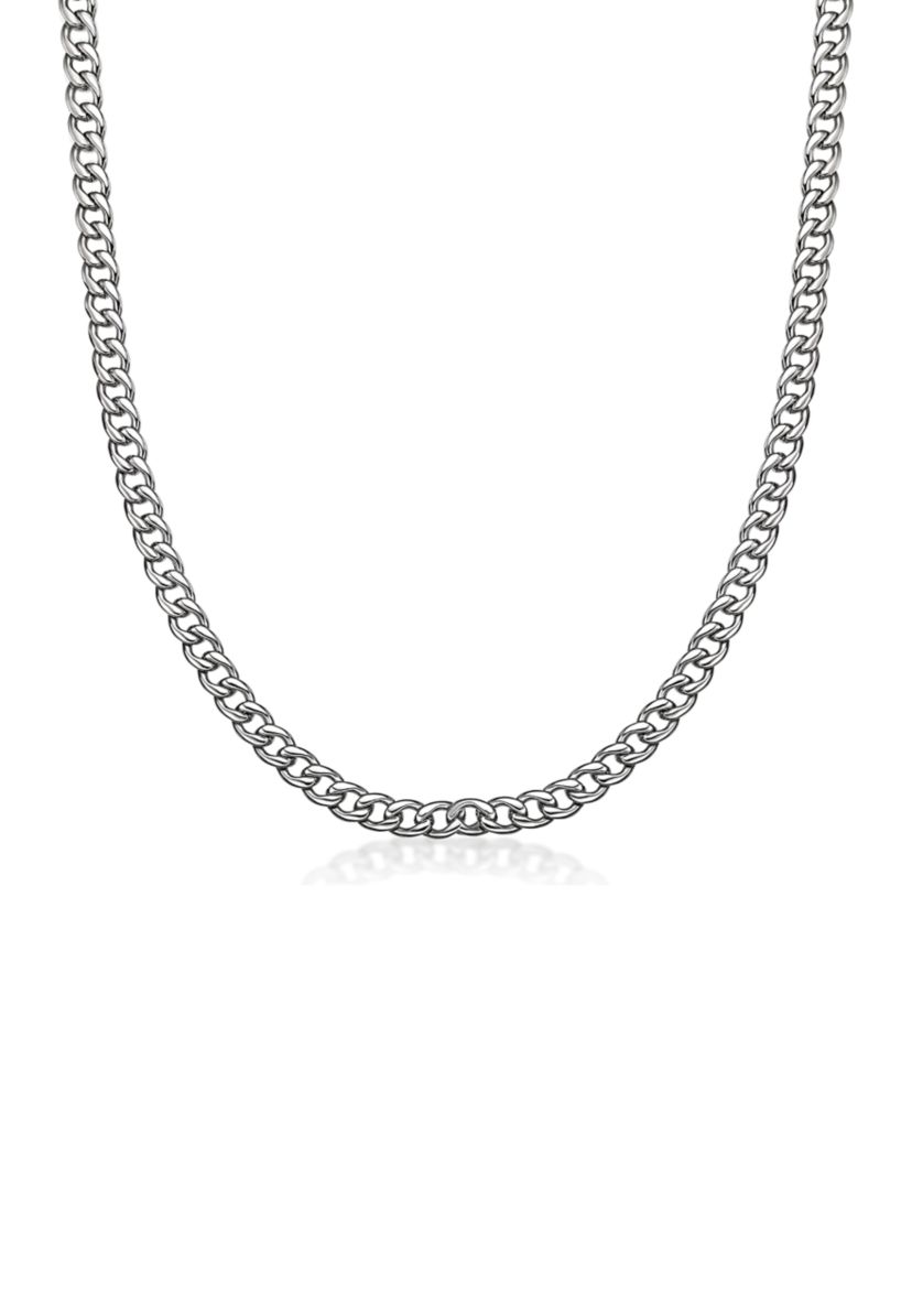 Stainless Steel 7.5mm Curb Chain Necklace, 30"