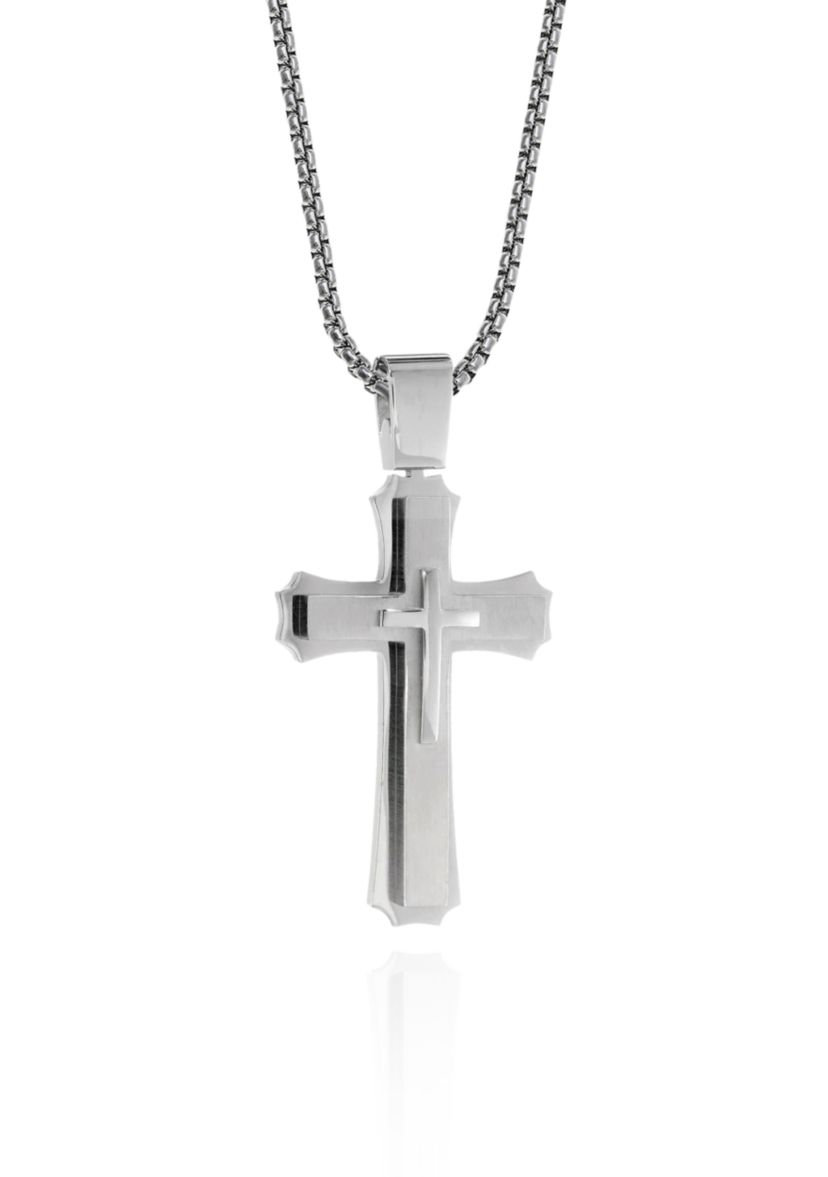 Mens Stainless Steel Cross Pendant