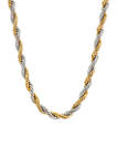 Stainless Steel 4 Millimeter Rope Chain Necklace with Two Tone Gold Tone Ion Plating, 24 Inch