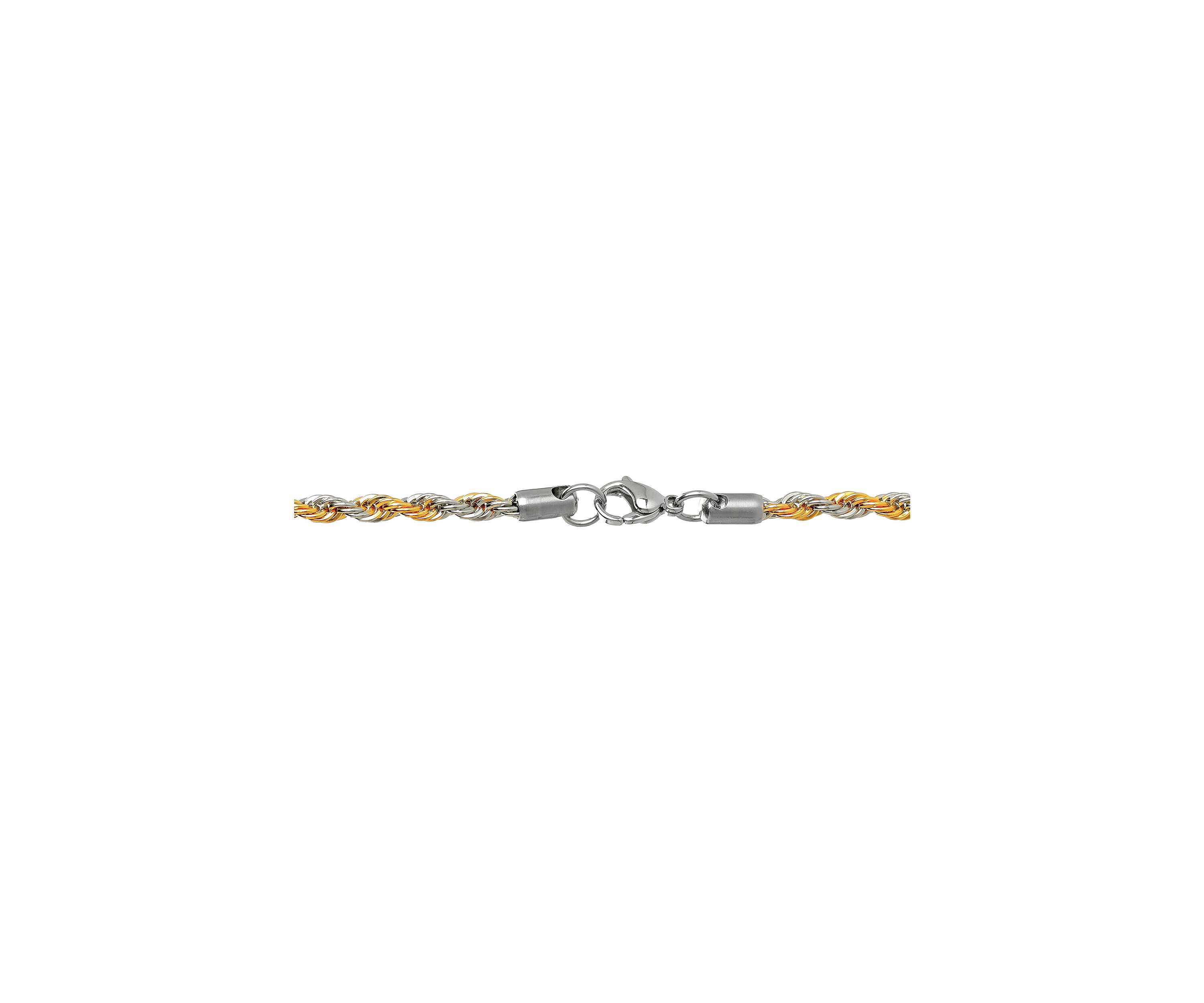 Stainless Steel 4MM Rope Chain Necklace with Black Ion Plating, 20" Length
