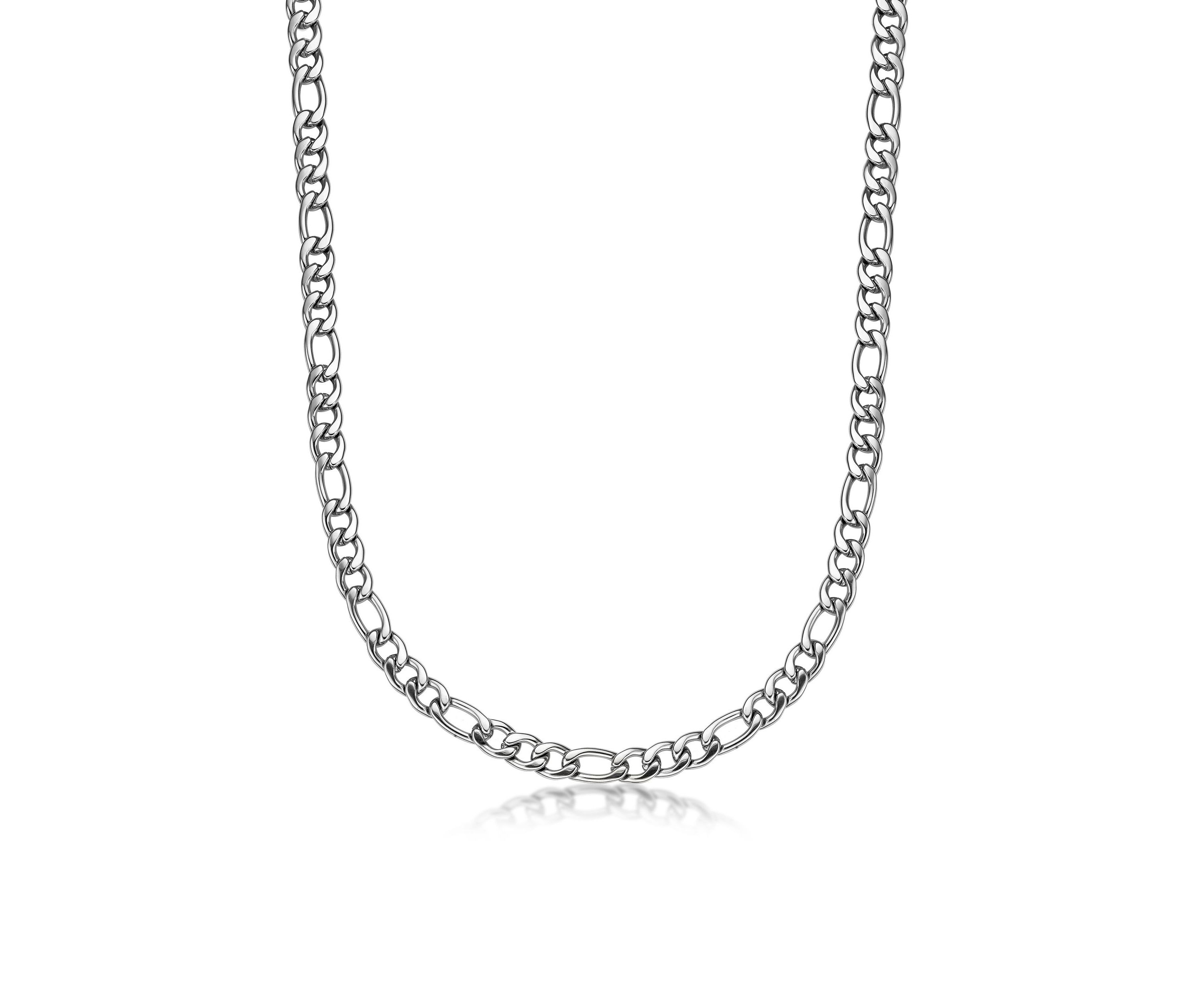 Stainless Steel 9MM Figaro Chain Necklace, 30" Length
