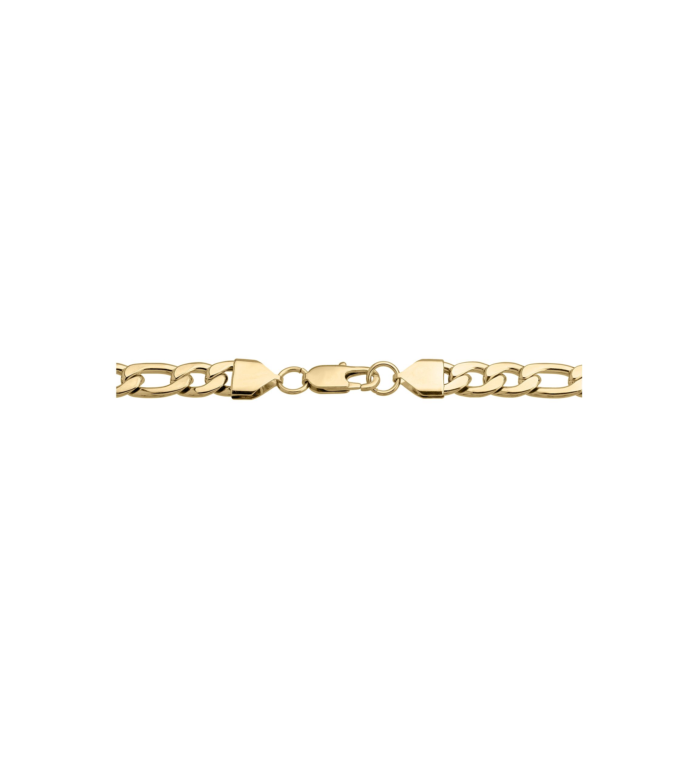 Stainless Steel 9 Millimeter Figaro Chain Bracelet with Gold Tone Ion Plating, 9 Inch