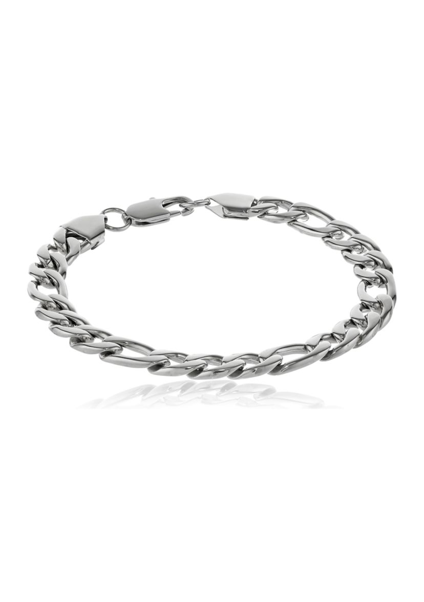 Stainless Steel 9 Millimeter Figaro Chain Bracelet, 9 Inch