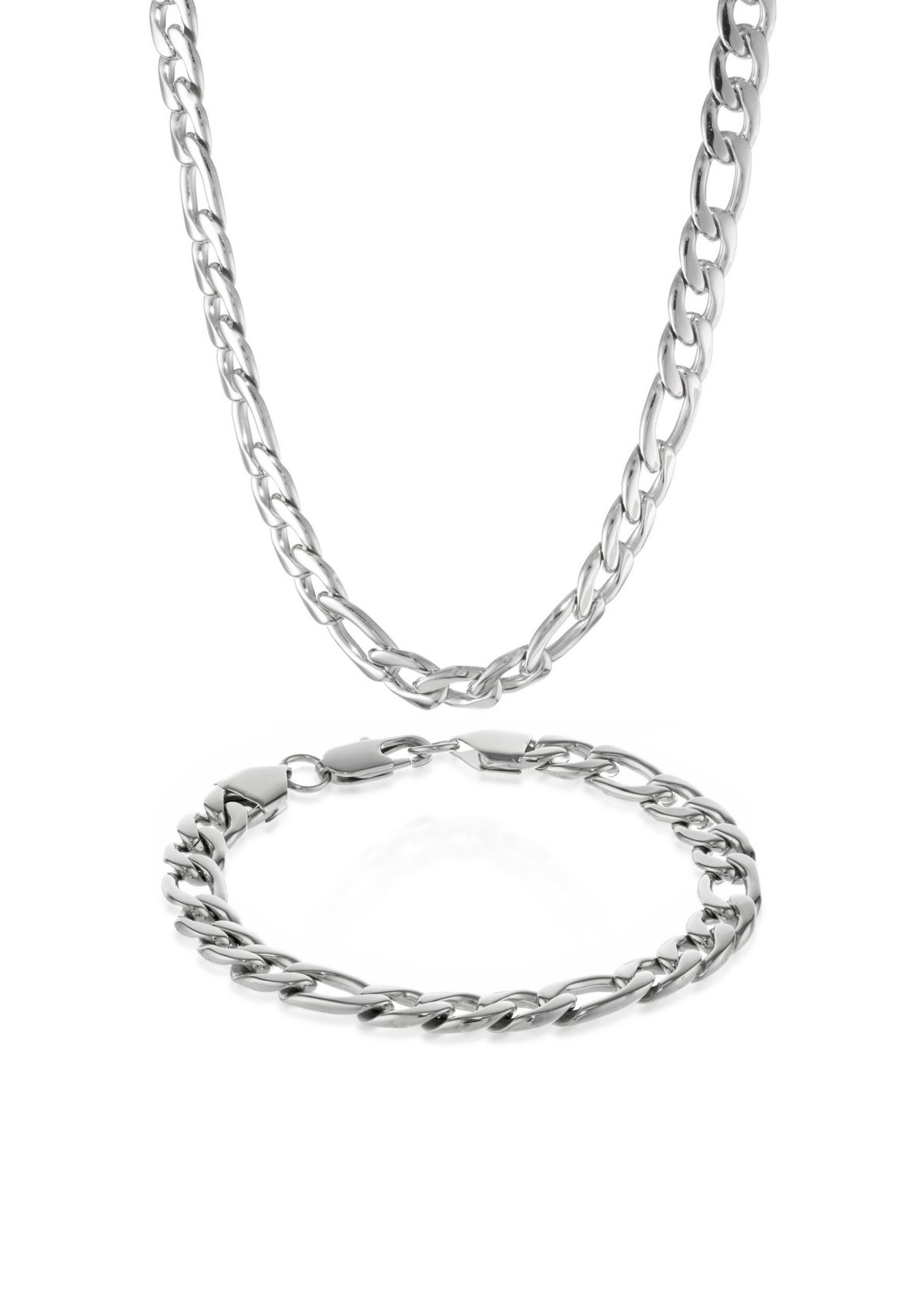 Mens Stainless Steel Necklace and Bracelet Set