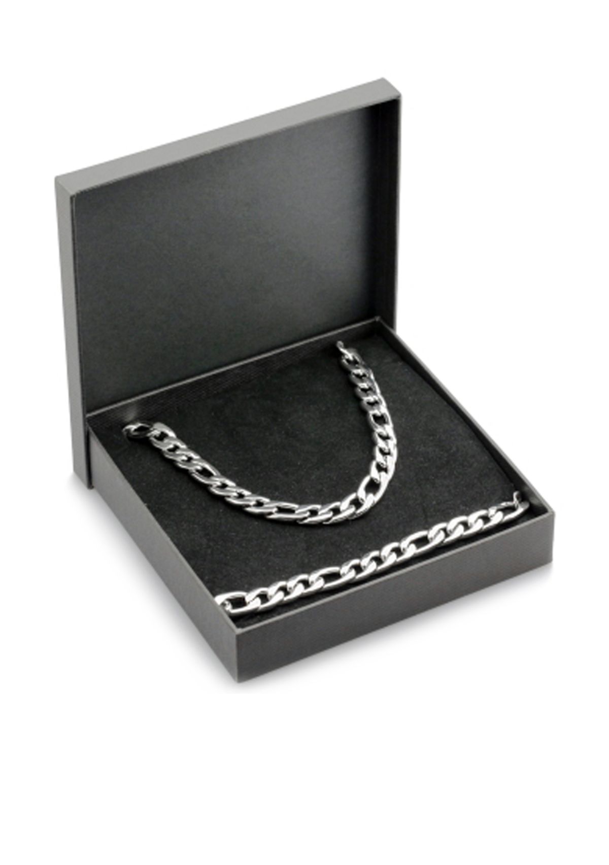 Mens Stainless Steel Necklace and Bracelet Set