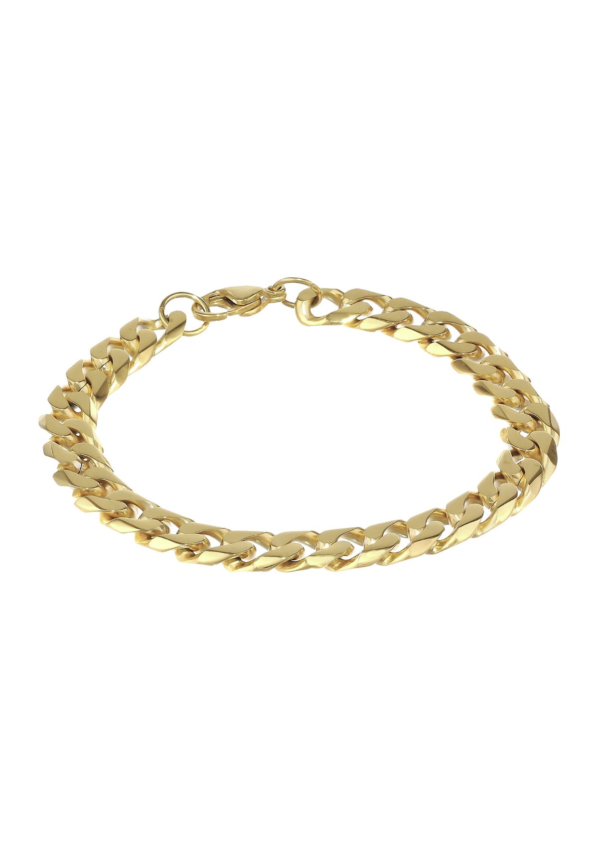 Stainless Steel 10 Millimeter Cuban Chain Bracelet with Gold Tone Ion Plating, 9 Inch