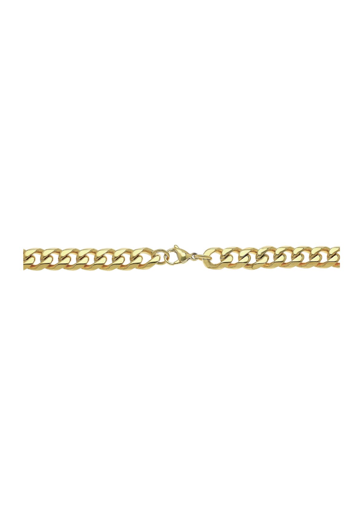 Stainless Steel 10 Millimeter Cuban Chain Bracelet with Gold Tone Ion Plating, 9 Inch