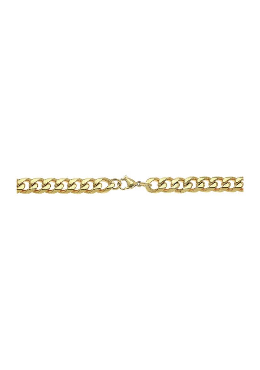 Stainless Steel 10 Millimeter Cuban Chain Bracelet with Gold Tone Ion Plating, 9 Inch