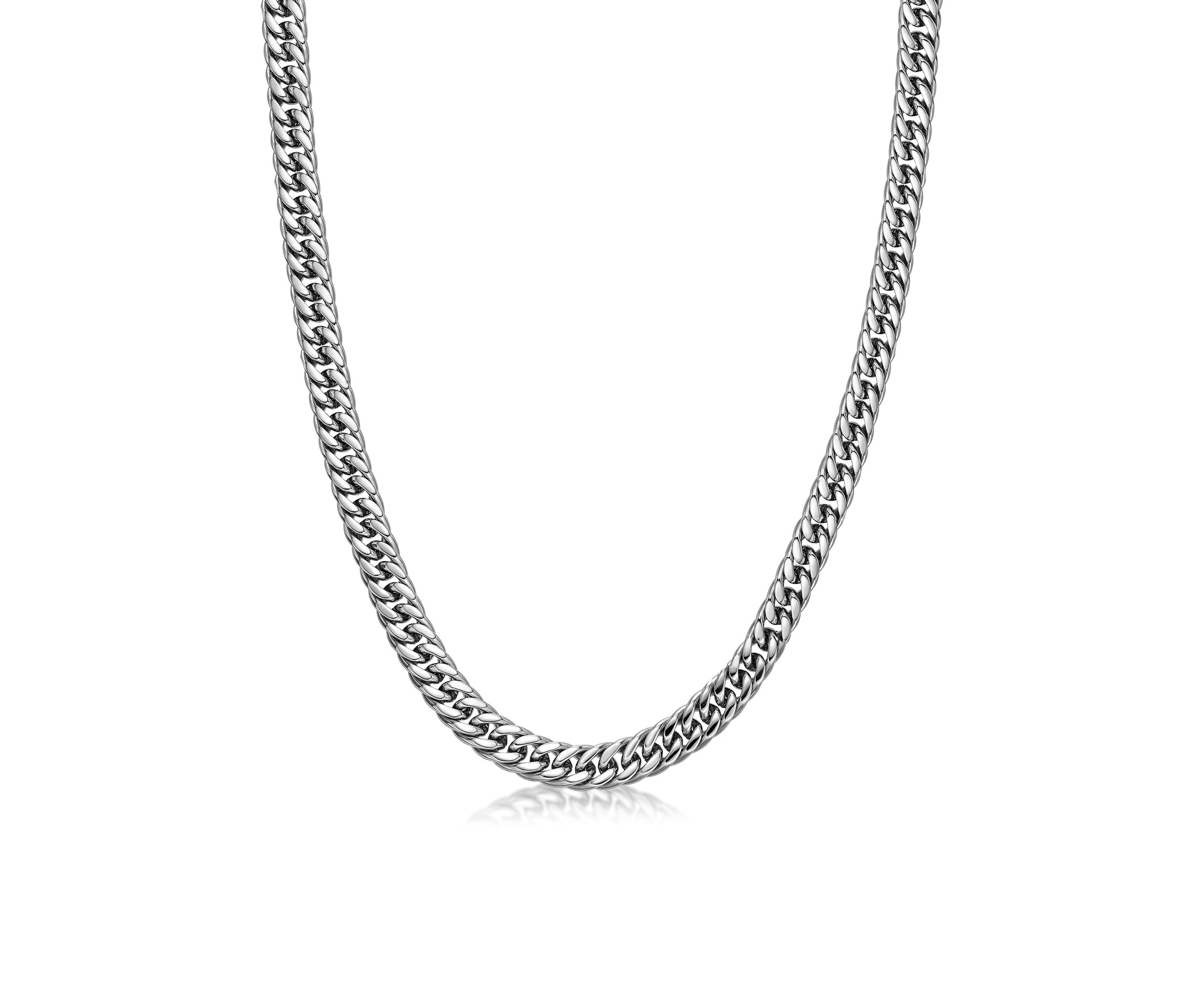 Stainless Steel 9MM Curb Chain Necklace, 24" Length