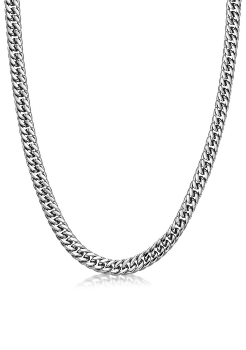 Stainless Steel 9MM Curb Chain Necklace, 24" Length