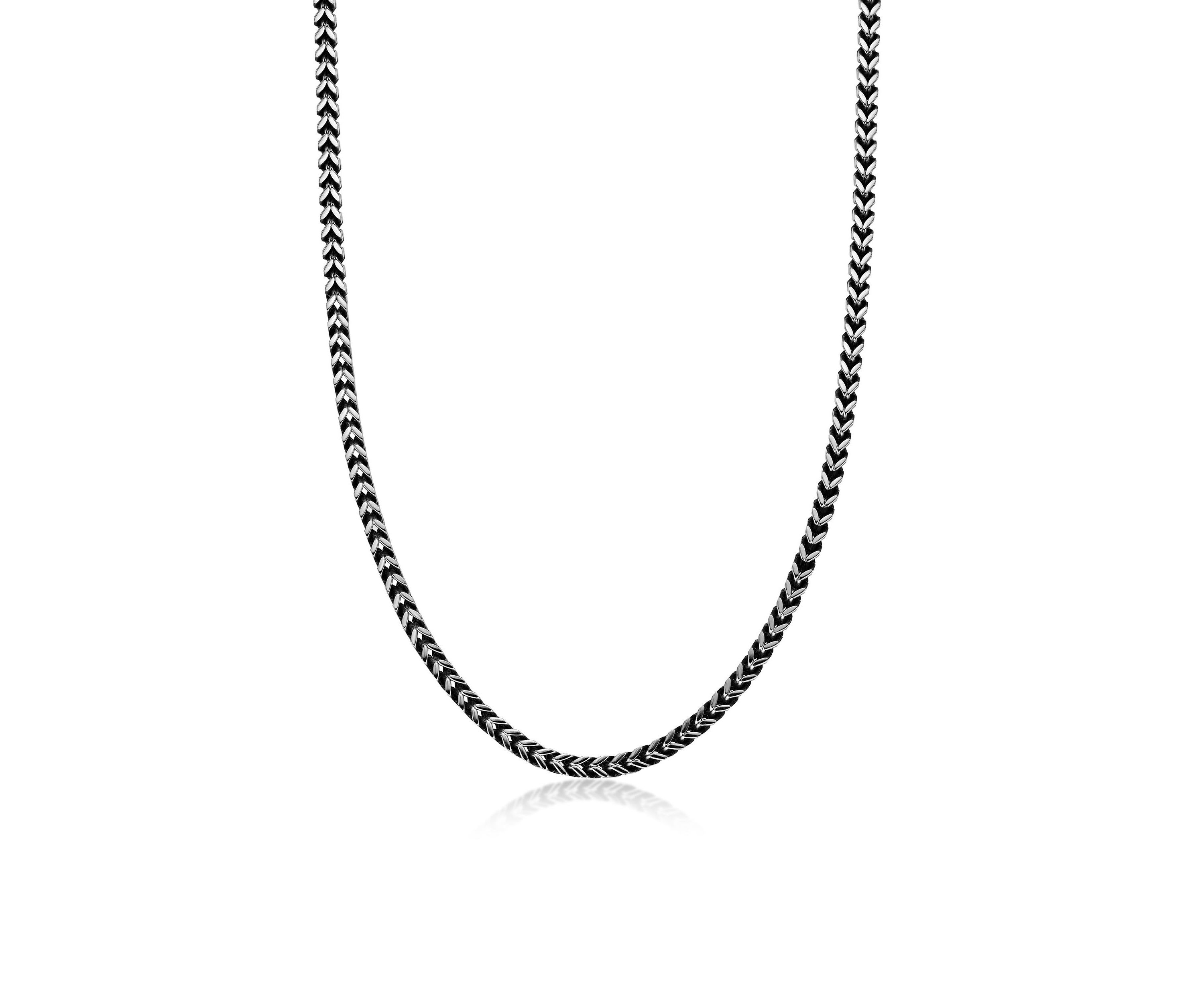 Stinless Steel 5MM Wheat Chain Necklace with Antique Finish, 18" Length