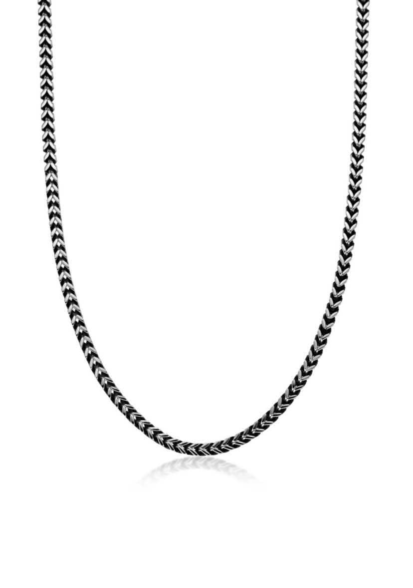 Stinless Steel 5MM Wheat Chain Necklace with Antique Finish, 18" Length