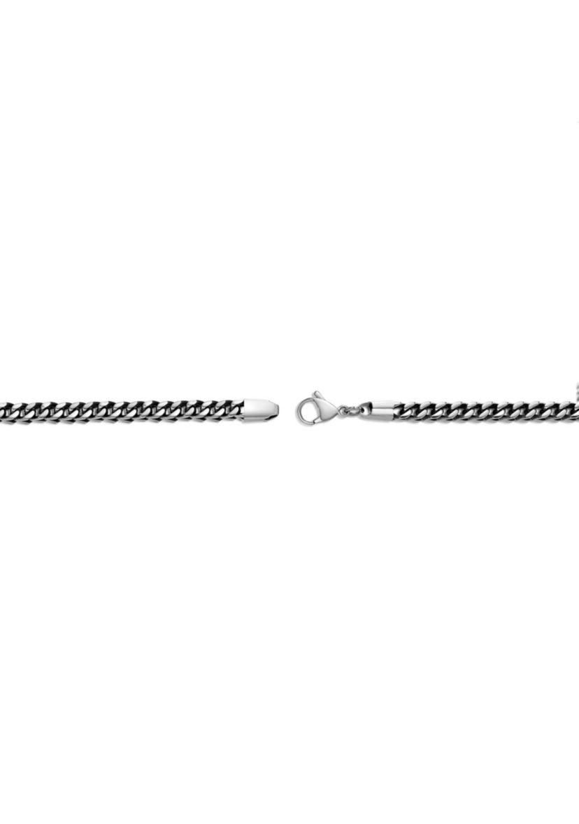 Stinless Steel 5MM Wheat Chain Necklace with Antique Finish, 18" Length