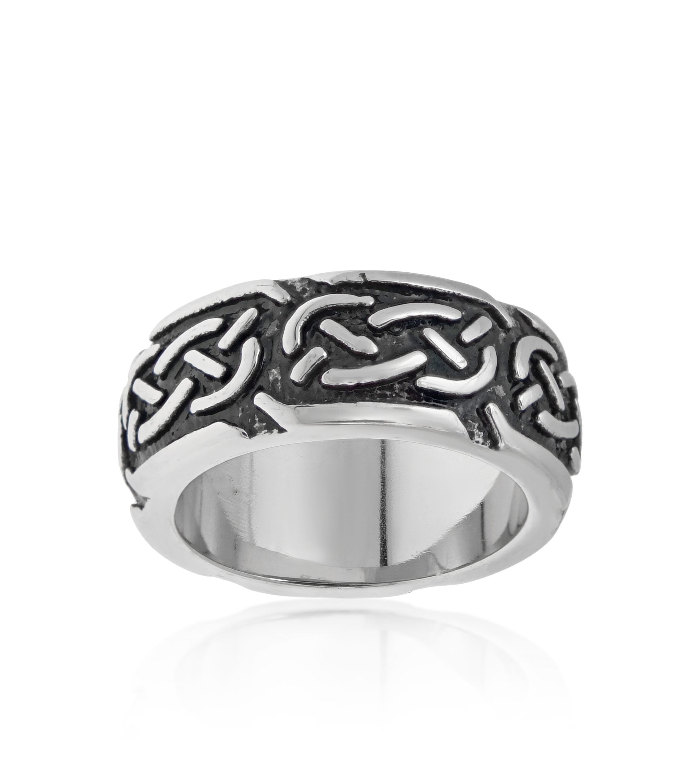 Mens Stainless Steel Ring with Antique Finish