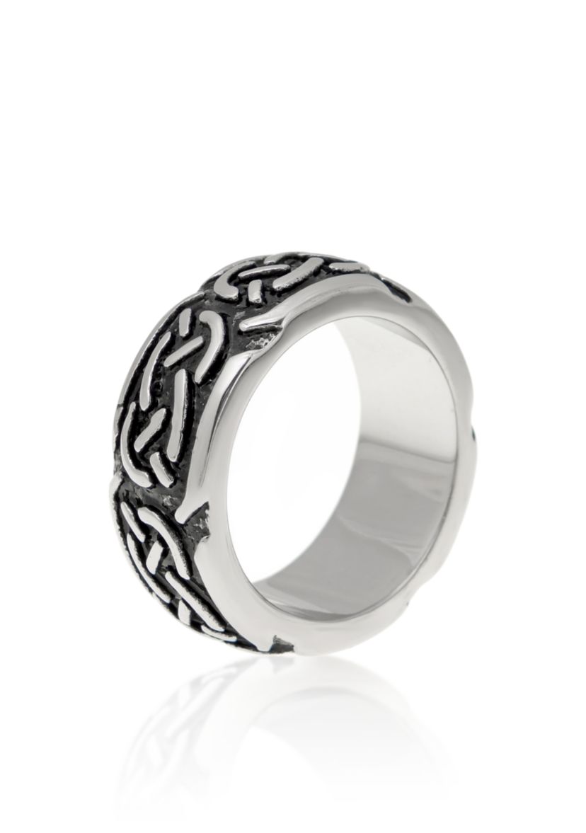 Mens Stainless Steel Ring with Antique Finish