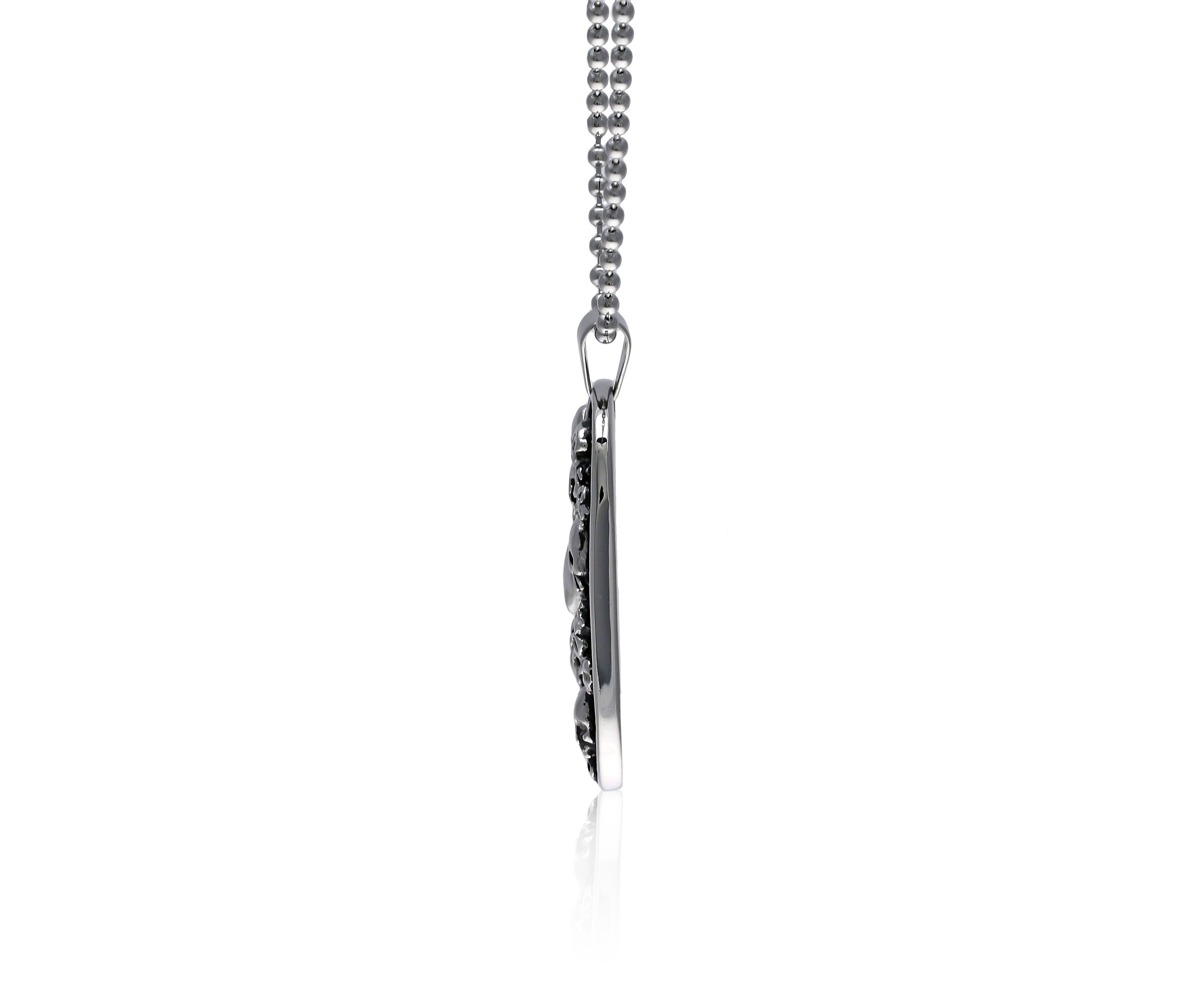 Mens Stainless Steel Skull Dog Tag Pendant