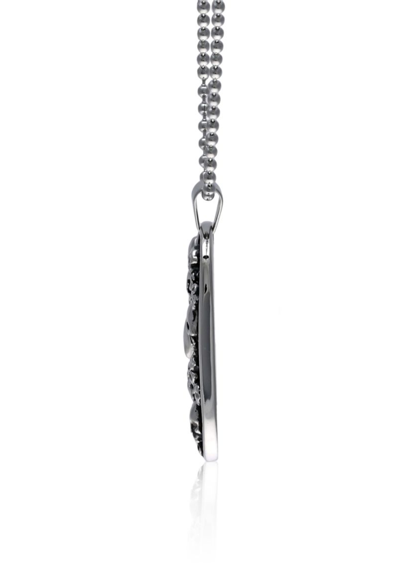 Mens Stainless Steel Skull Dog Tag Pendant