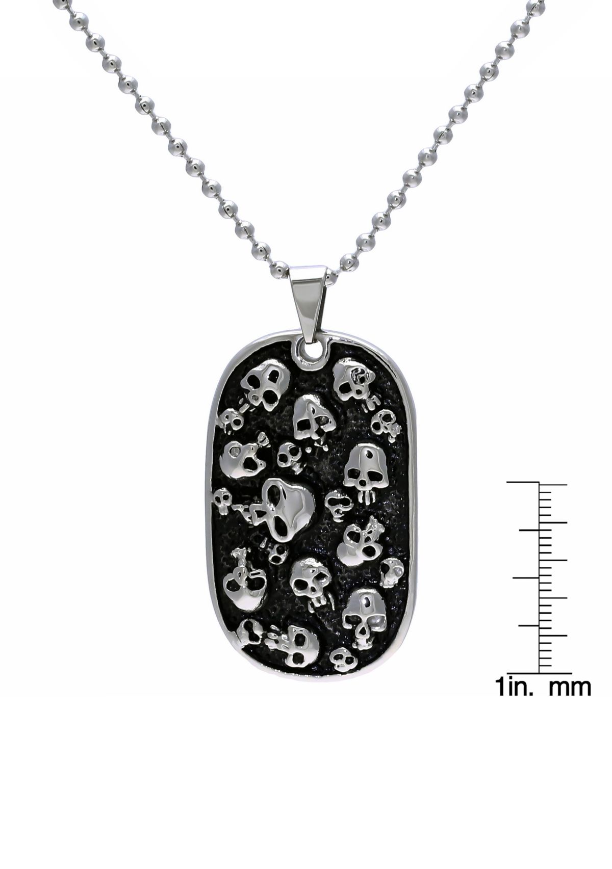 Mens Stainless Steel Skull Dog Tag Pendant