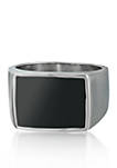 Mens Stainless Steel and Black Resin Ring