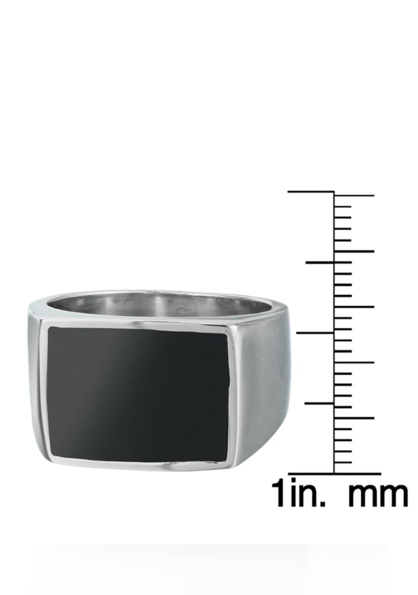 Mens Stainless Steel and Black Resin Ring