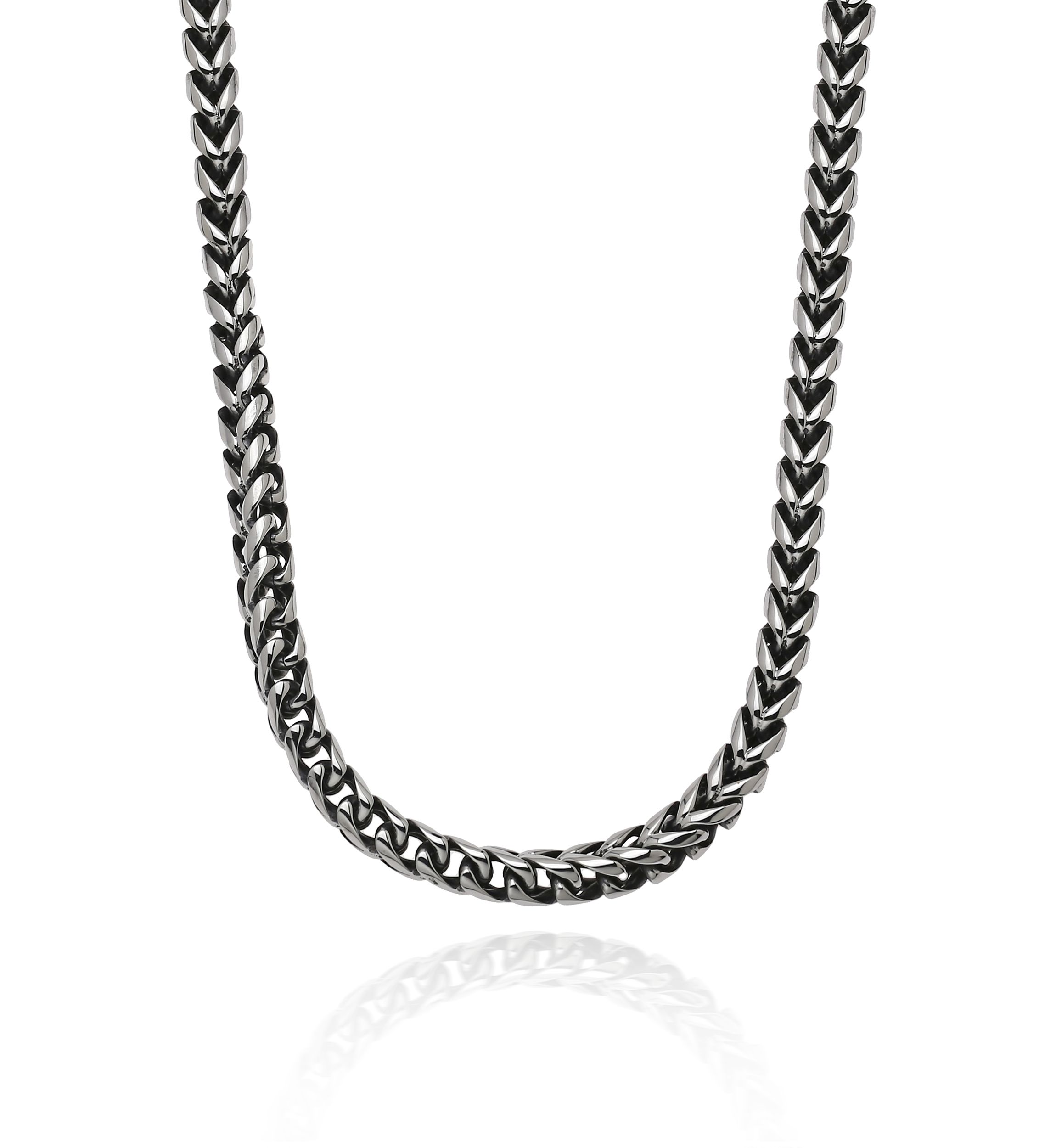 Mens Stainless Steel Foxtail Necklace