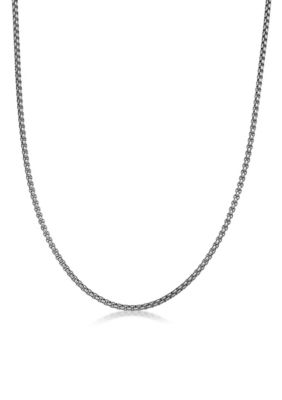 LYNX Men's Stainless Steel 3MM Box Chain Necklace, 24" Length, 24 in