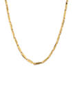 Stainless Steel 2 Millimeter Bullet Chain Necklace with Gold Tone Ion Plating, 24 Inch