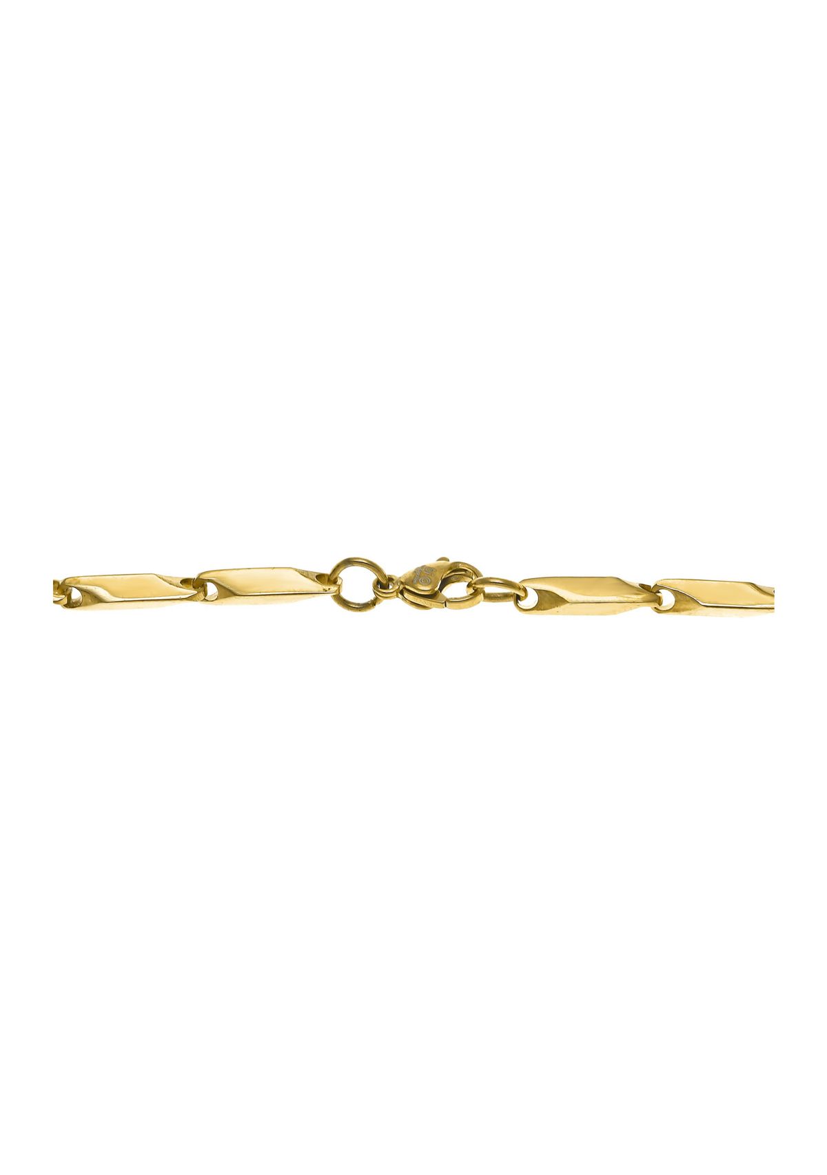 Stainless Steel 2 Millimeter Bullet Chain Necklace with Gold Tone Ion Plating, 24 Inch