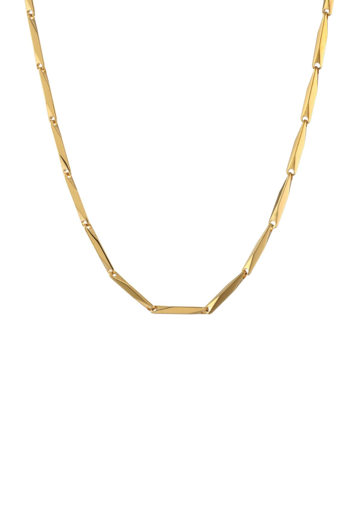 Stainless Steel 3 Millimeter Bullet Chain Necklace with Gold Tone Ion Plating, 24 Inch