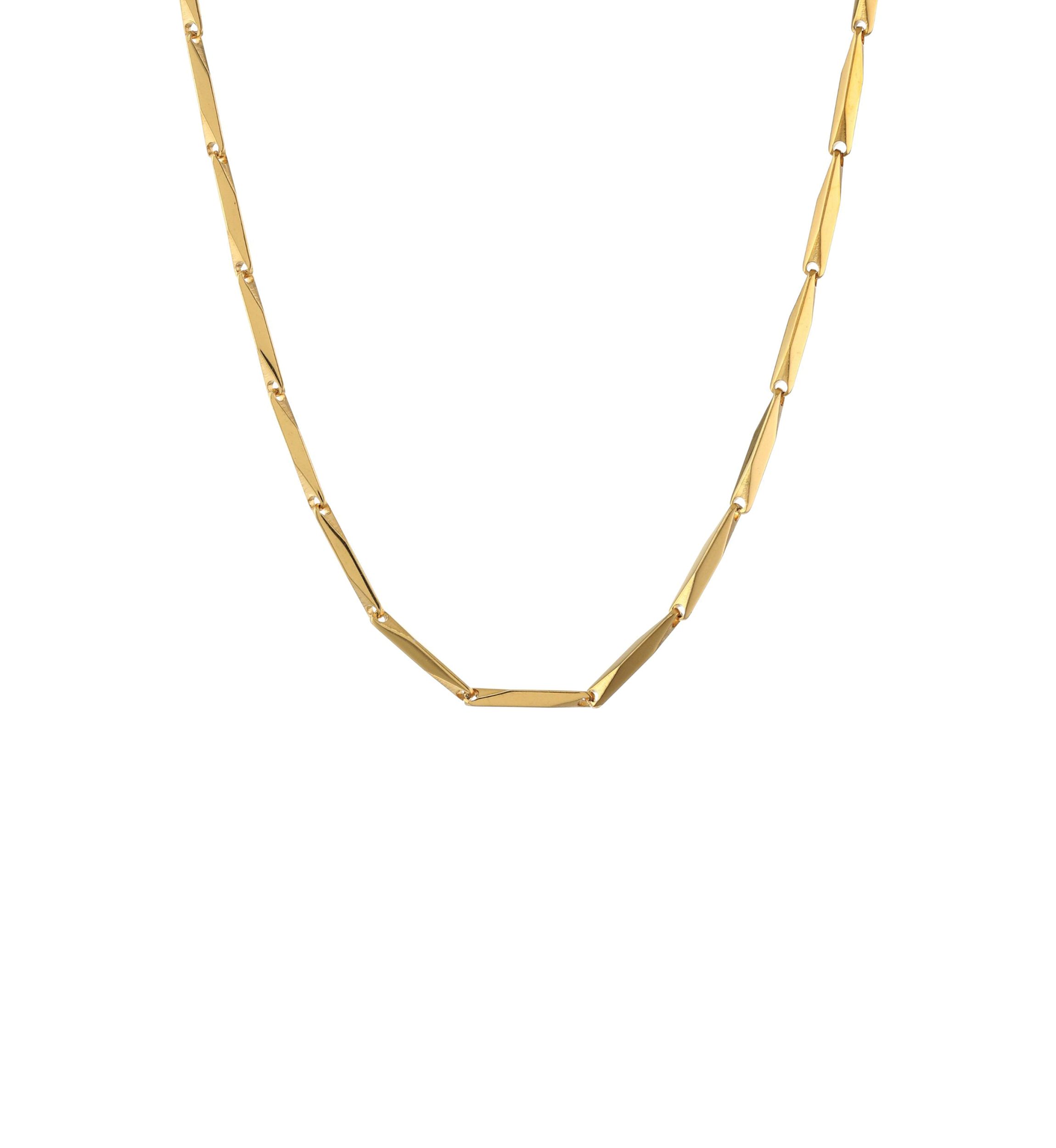 Stainless Steel 3 Millimeter Bullet Chain Necklace with Gold Tone Ion Plating, 24 Inch