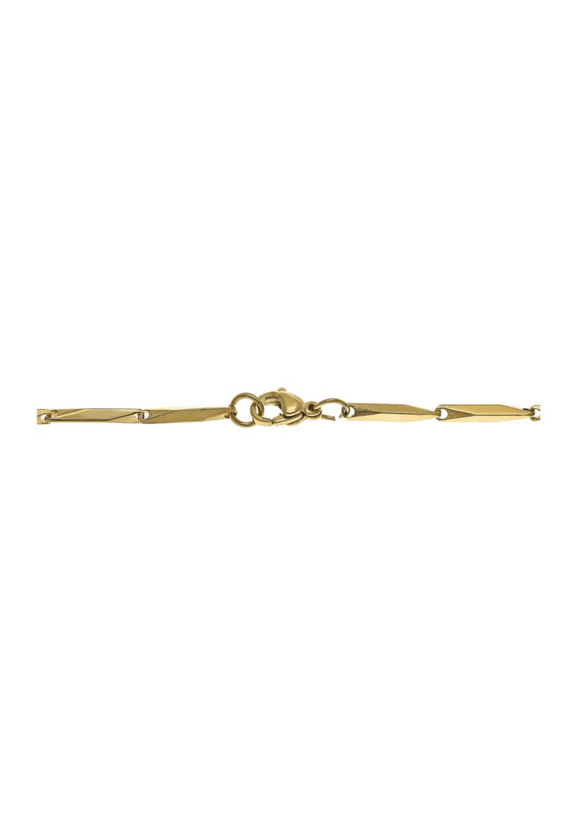 Stainless Steel 3 Millimeter Bullet Chain Necklace with Gold Tone Ion Plating, 24 Inch