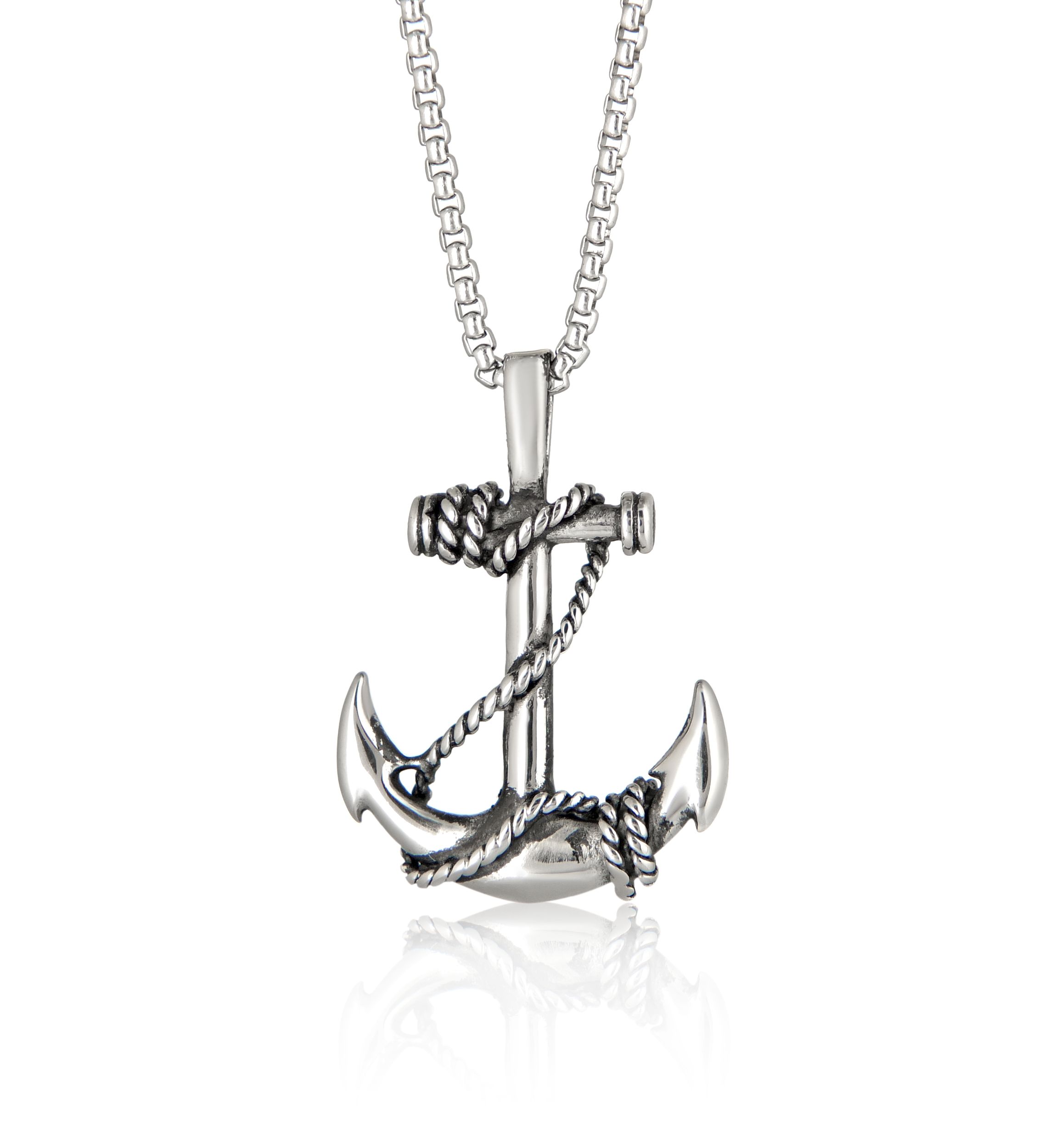 Mens Stainless Steel Anchor Pendant