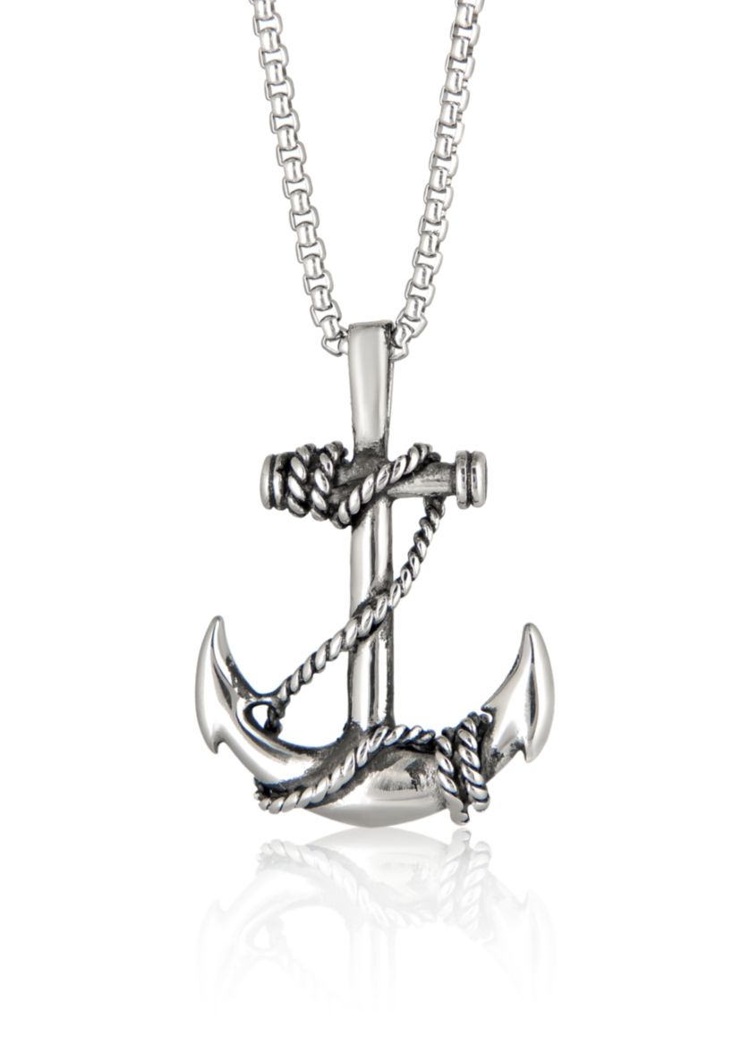 Mens Stainless Steel Anchor Pendant