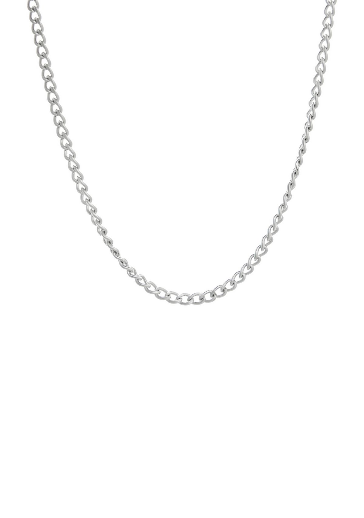 Stainless Steel 2mm Curb Chain Necklace, 24"