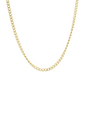 LYNX Men's 2MM Stainless Steel Curb Chain Necklace, Yellow, 26 in