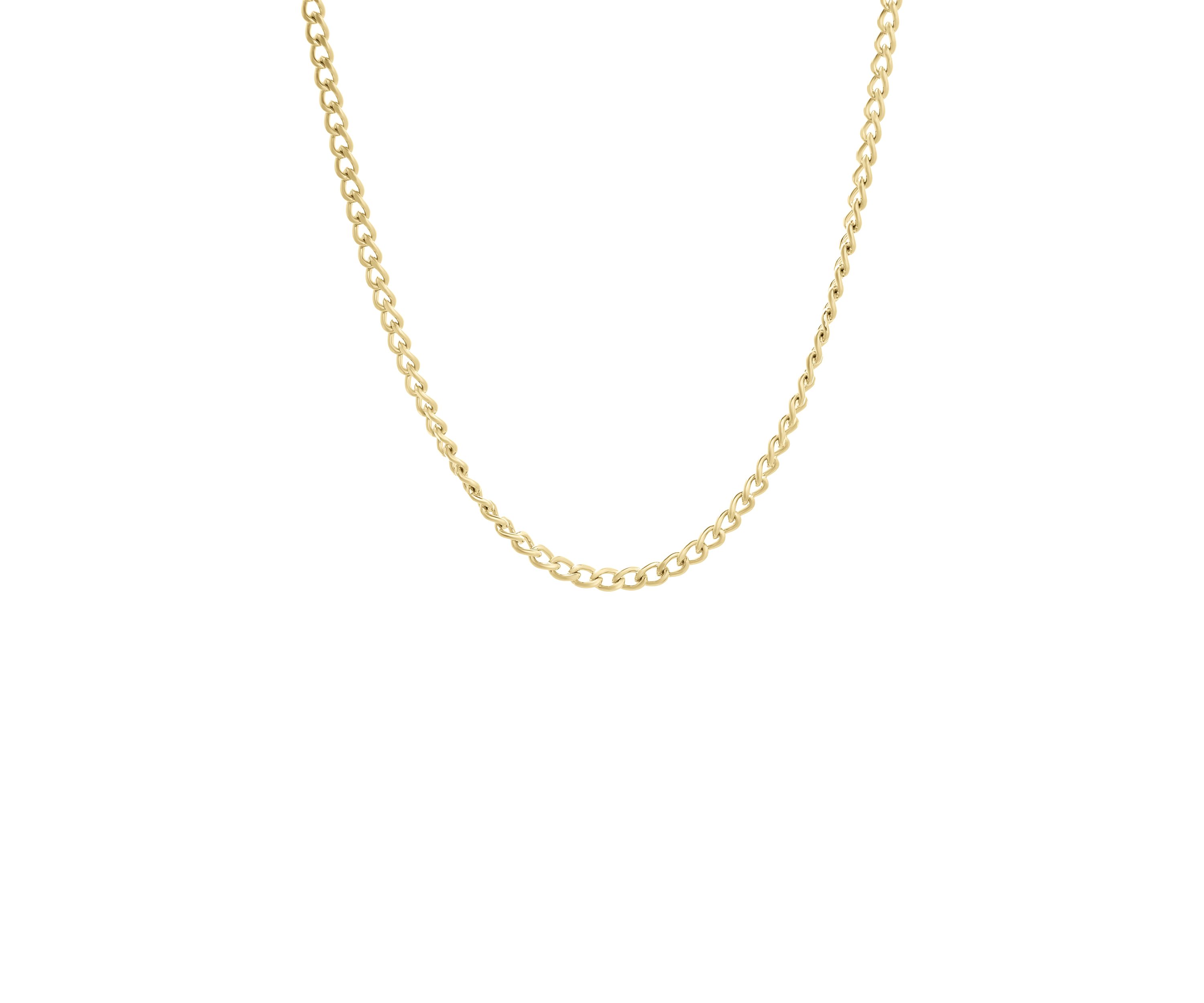 Stainless Steel 2MM Curb Chain Necklace with Goldtone Ion Plating, 20" Length