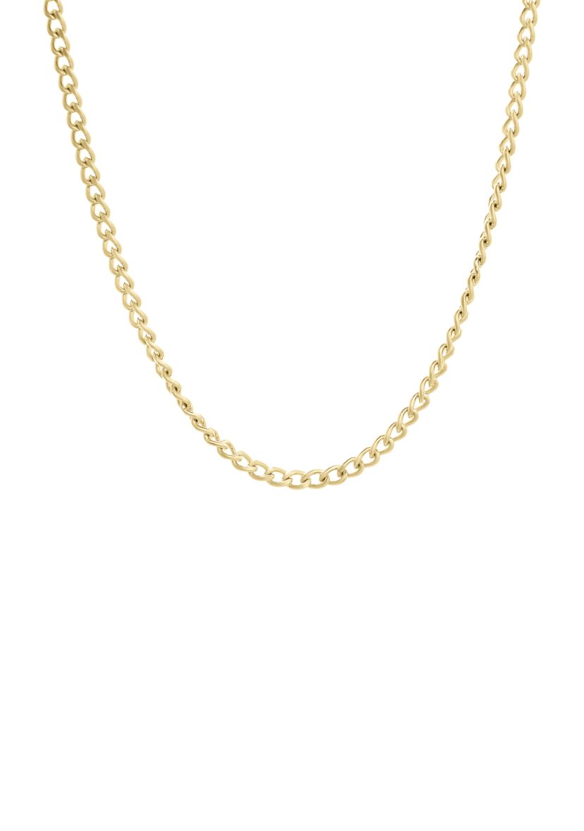 Stainless Steel 2MM Curb Chain Necklace with Goldtone Ion Plating, 20" Length
