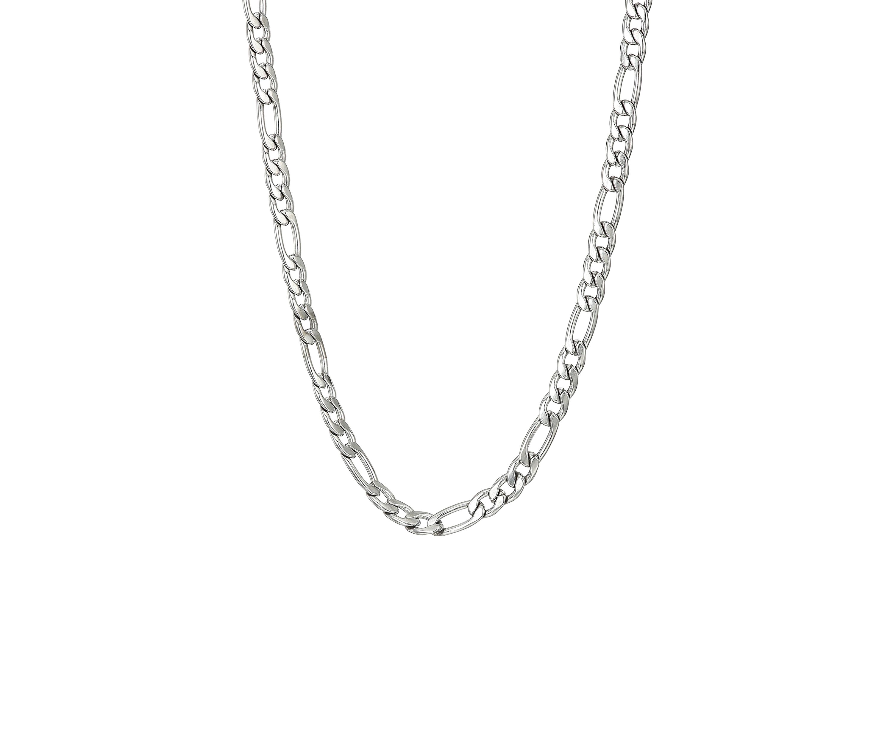 Stainless Steel 3mm Figaro Chain Necklace, 24"