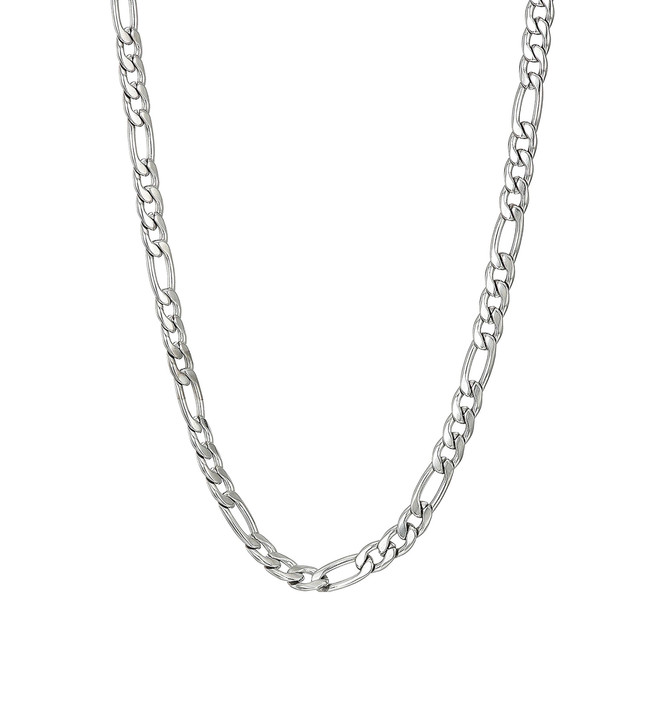 Stainless Steel 4 Millimeter Figaro Chain Necklace