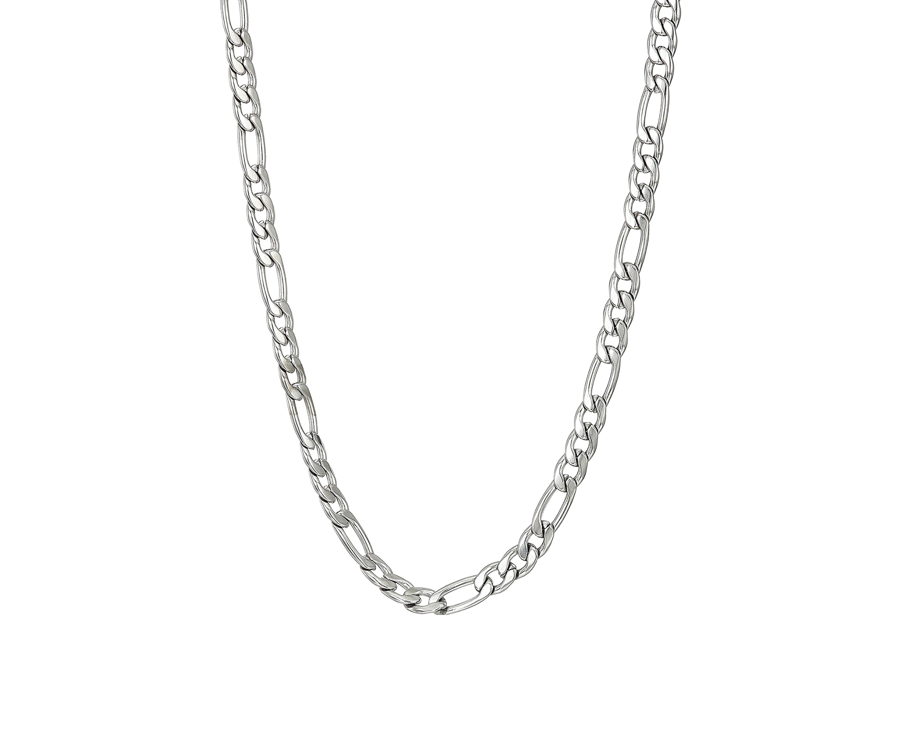 Stainless Steel 4 Millimeter Figaro Chain Necklace