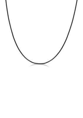 Belk & Co Men's Stainless Steel 2 Millimeter Round Box Chain Necklace with Black Ion Plating, 24 Inch