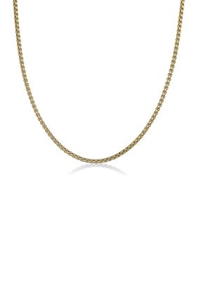 Belk & Co Men's Stainless Steel 2 Millimeter Round Box Chain Necklace with Gold Tone Ion Plating, Yellow, 24 in