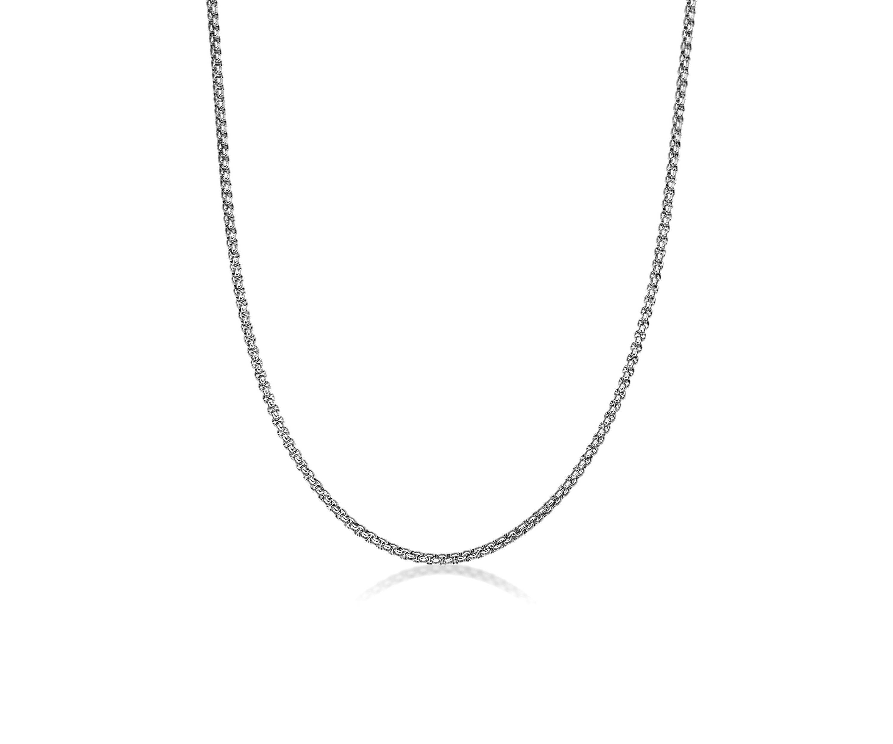 Stainless Steel 4MM Round Box Chain Necklace, 20" Length