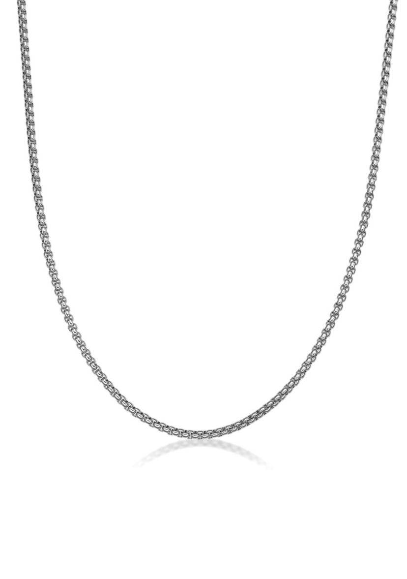 Stainless Steel 4MM Round Box Chain Necklace, 20" Length