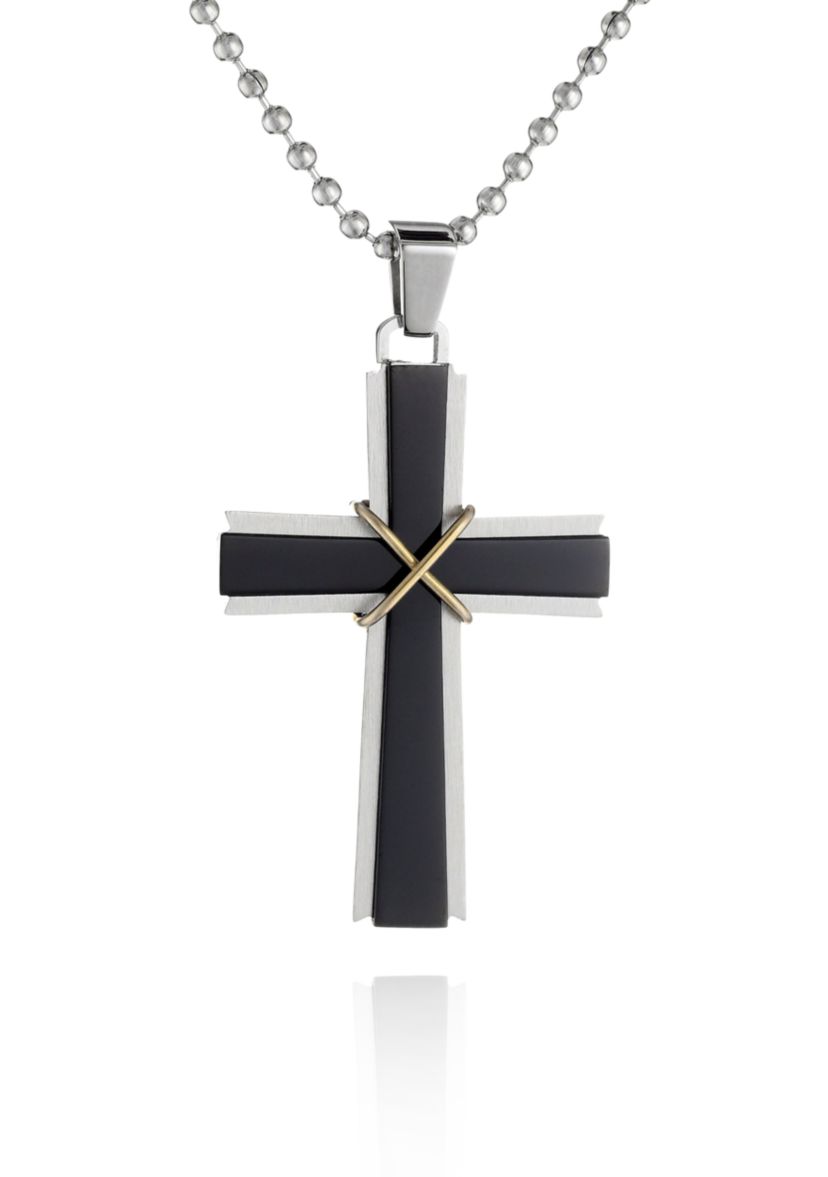 Mens Stainless Steel Cross Pendant