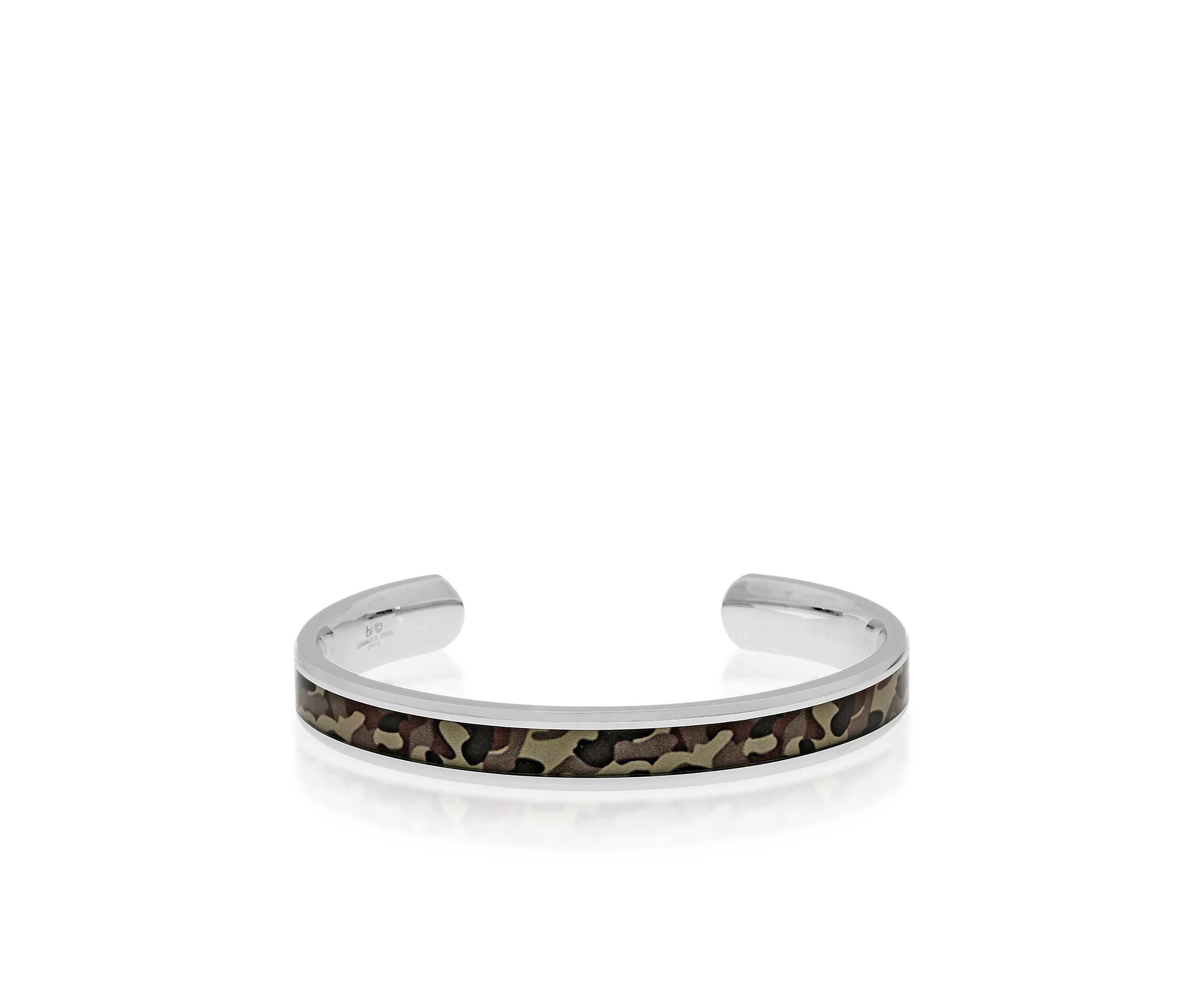 Mens Stainless Steel Brown Camouflage Bangle