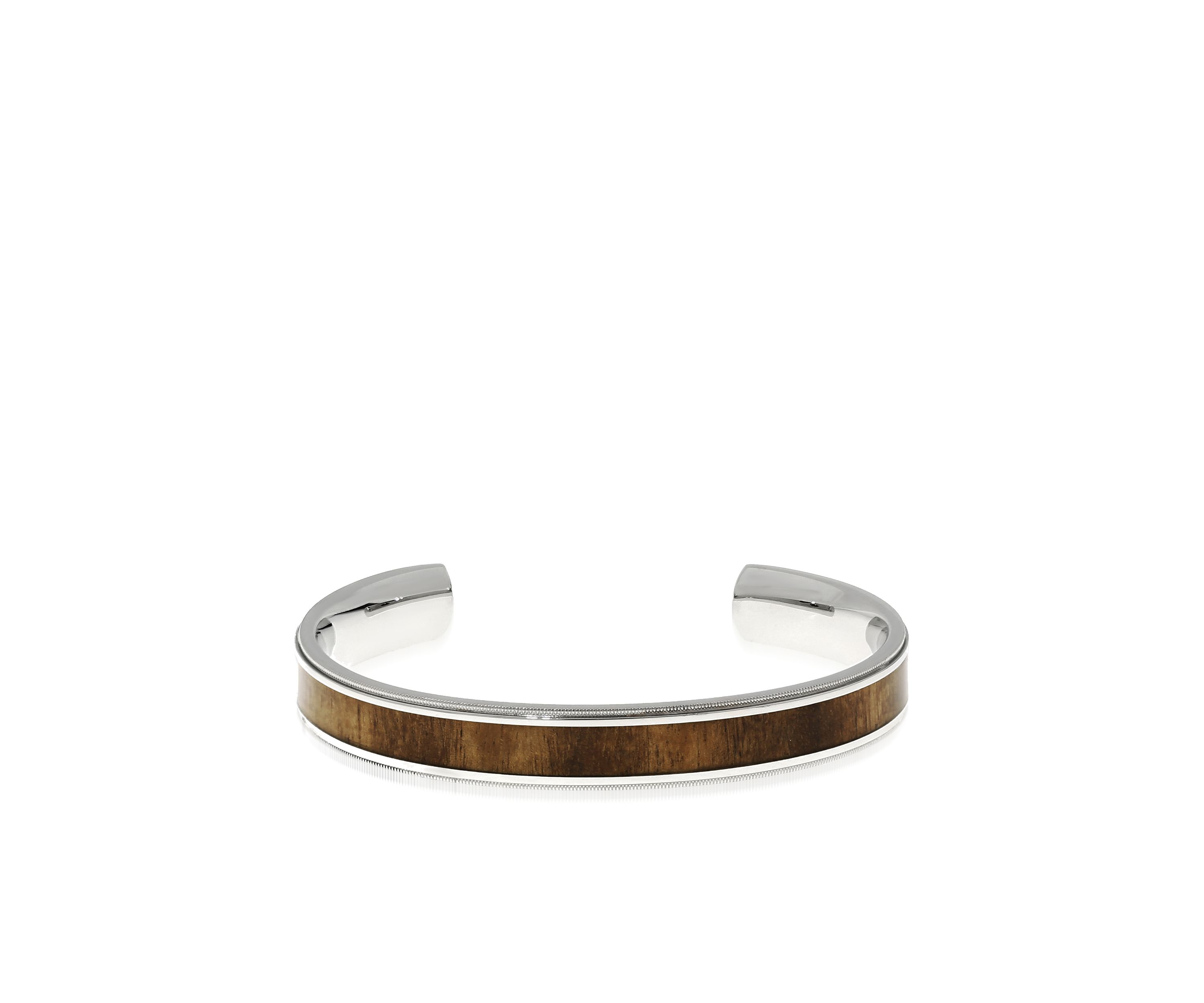 Mens Stainless Steel and Wood Cuff Bracelet