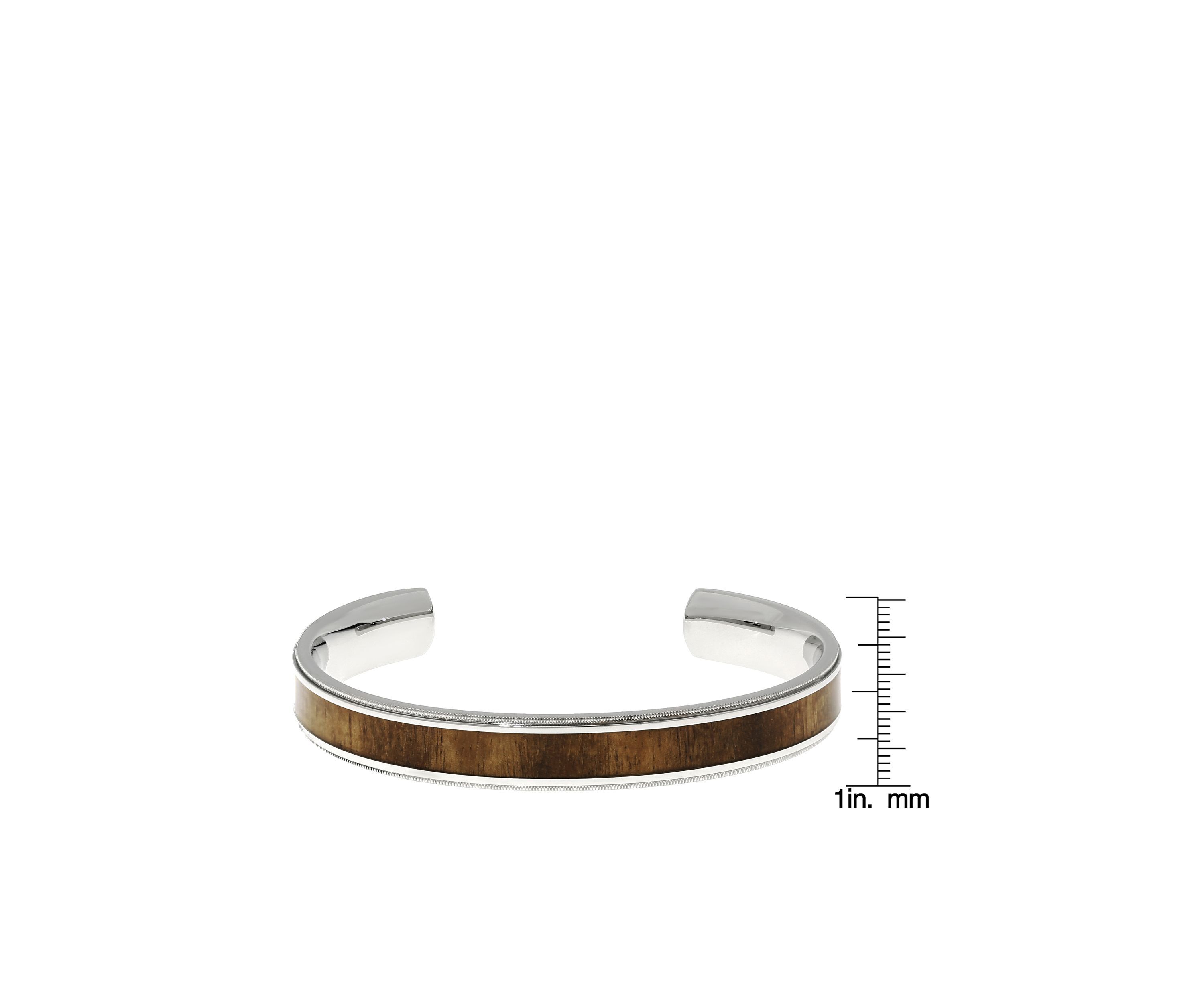 Mens Stainless Steel and Wood Cuff Bracelet